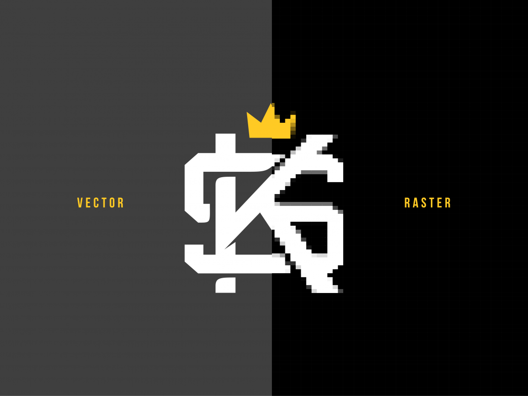 Visual represenation of a split view representing a vector and raster comparison.